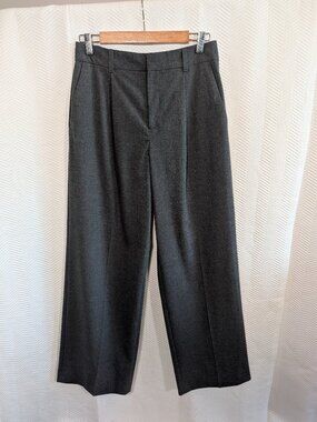 Gap High Rise Wide Leg Trousers Dark Grey Charcoal Pants Size 6 Office Uniform